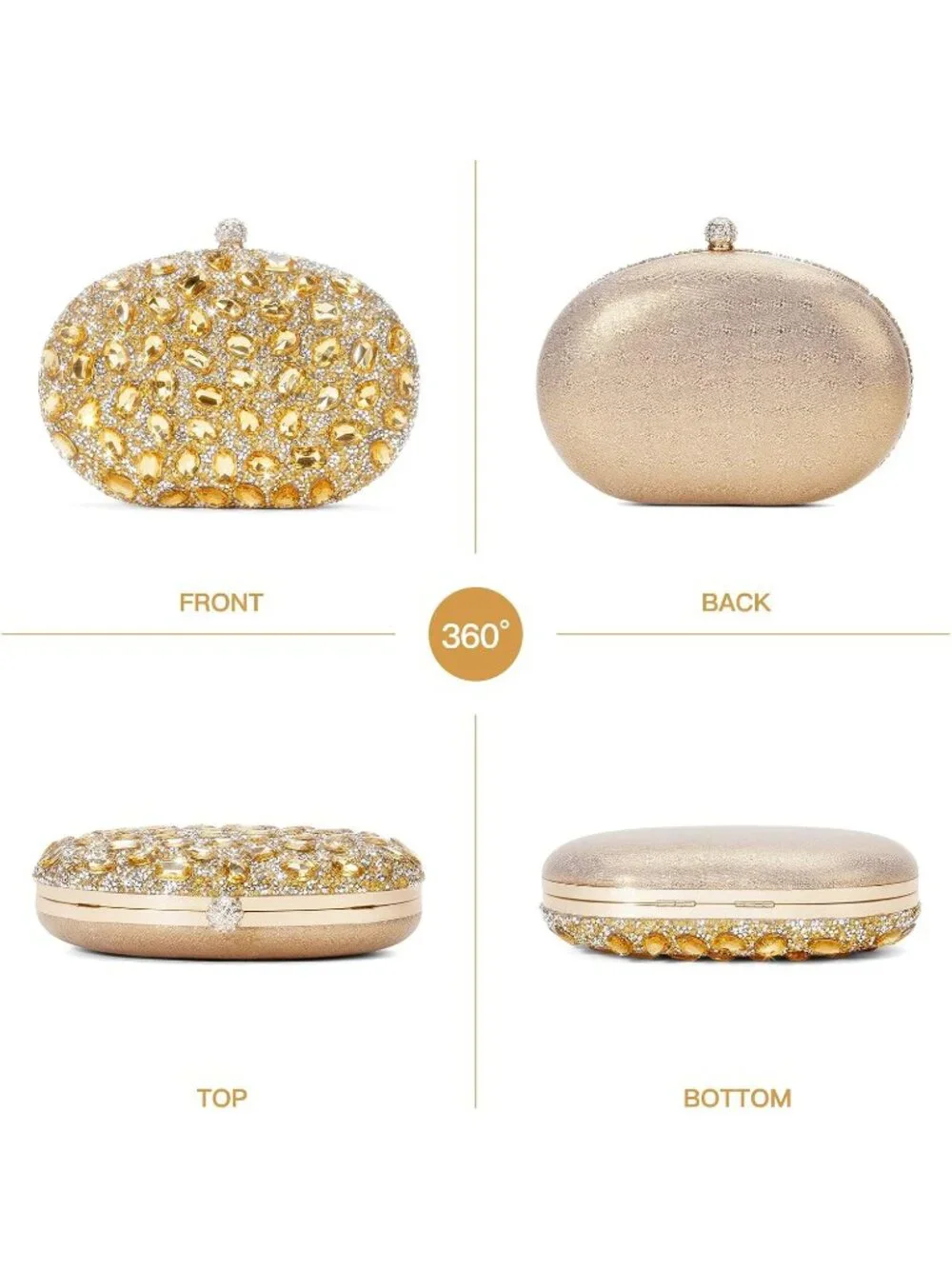 👜Women's Gold Rhinestone Clutch Purse Crystal Diamond Glitter Sparkly Handbag